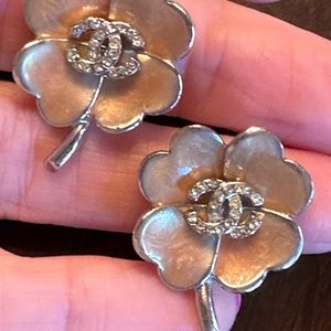 Chanel lucky four leaf clover and rhinestone earrings from collection 04P